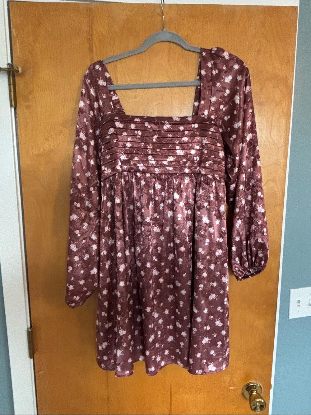 Crystal Doll Rose Mauve Floral Babydoll Top